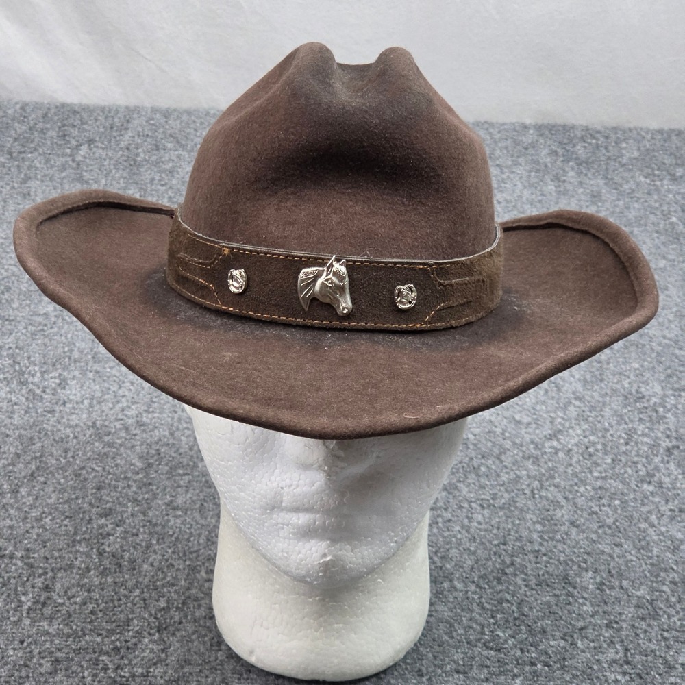 Bullhide Cowboy Hat Mens S Brown Wool Felt Horse Head Concho Band Western Rodeo